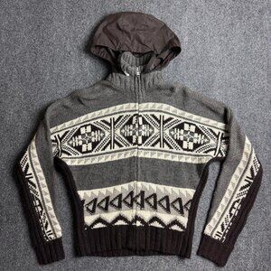 Ralph Lauren Active Women's XS Nordic Snowflake Hidden Hood Zip Sweater Cardigan